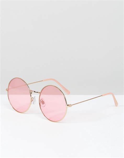 Rose Gold Round Glasses With Pink Lens Norway