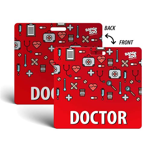 Doctor Badge Buddy Red With Medical Icons Horizontal Badge Etsy