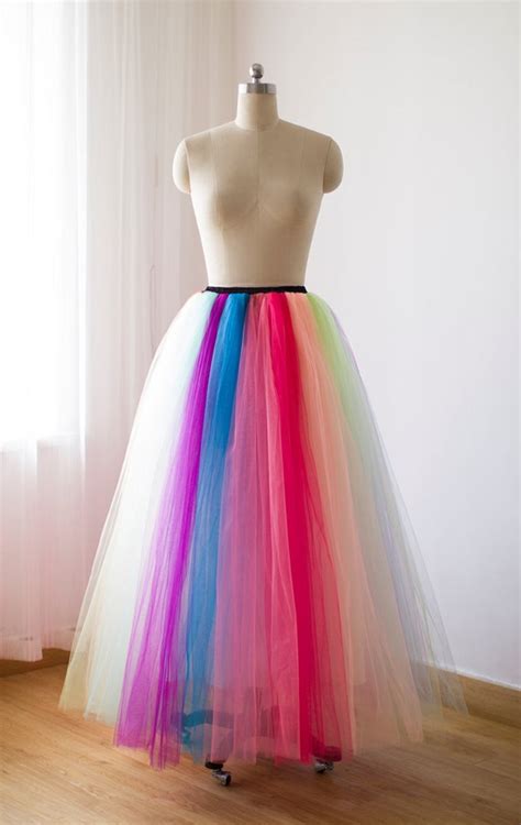 Adult Tulle Skirt Rainbow Tutu Dress Long Tutu Skirt Summer
