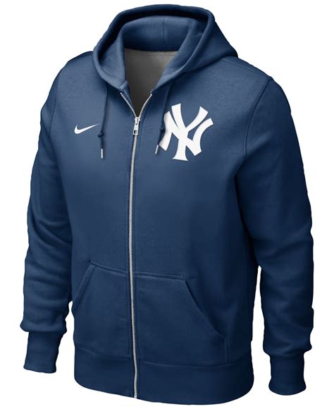 Nike Mens New York Yankees Full Zip Hoodie Sweatshirt In Blue For Men