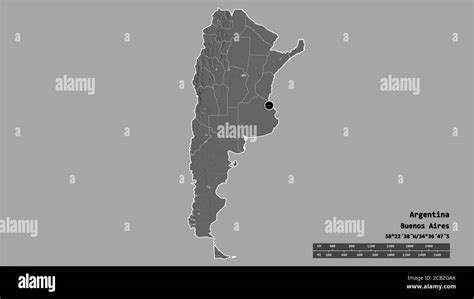 Desaturated Shape Of Argentina With Its Capital Main Regional Division