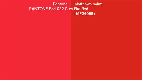 Pantone Red 032 C Vs Matthews Paint Fire Red Mp24069 Side By Side
