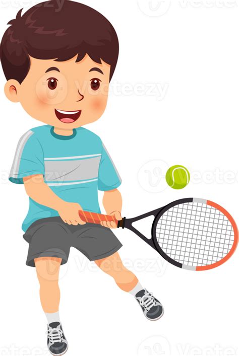 Cute Boy Playing Tennis 23958422 Png