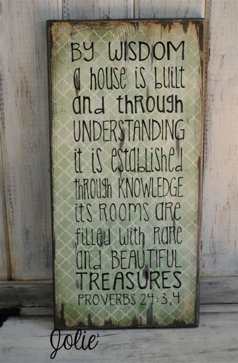 By Wisdom A House Is Builtproverbs 243 4 Distressed Hand Etsy