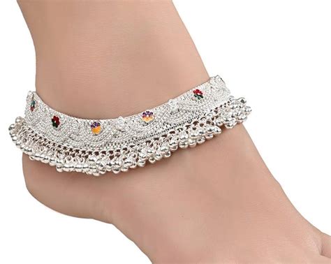 Silver Plated Indian Traditional Ethnic Fancy Anklets Aanyacentric