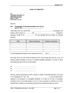 They provide a summary of the minimum requirements for both a probate application and an application of letters of administration. 26 Printable indemnity letter Forms and Templates - Fillable Samples in PDF, Word to Download ...