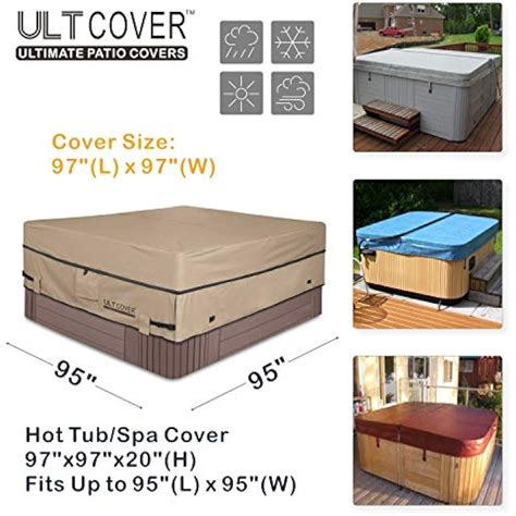 Ultcover Waterproof 600d Polyester Square Hot Tub Cover Outdoor Spa
