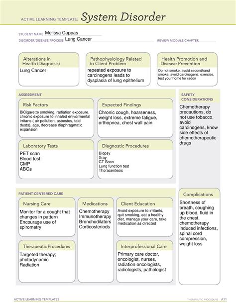 Lung Cancer System Disorder Ati Template ACTIVE LEARNING TEMPLATES