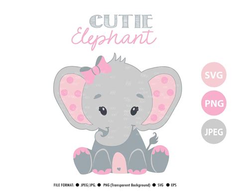 Cute Pink Elephant Svg Cricut Print Photoshop Graphics ~ Creative Market