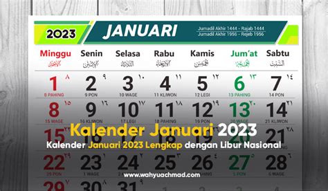 Kalender Januari 2023 Lengkap Dengan Libur Nasional