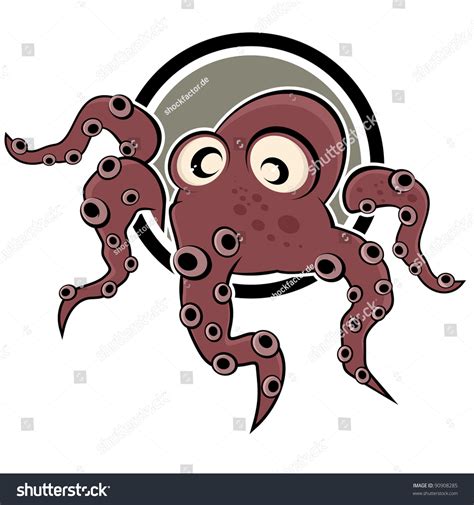 Funny Cartoon Octopus Stock Vector 90908285 Shutterstock