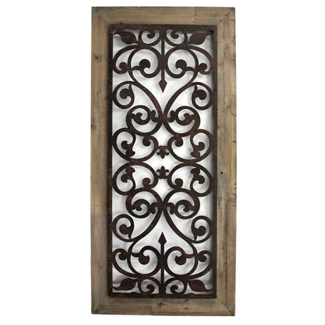 Made of metal, this stunning creation offers a highly ornate scroll and line shape with brown, gray, white, and black details. Metal & Wood Scroll Work Wall Plaque Beauty Elegant Home ...