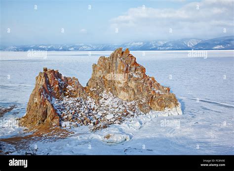 Rock Shamanka On Cape Burkhan On Olkhon Island In Siberian Lake Baikal