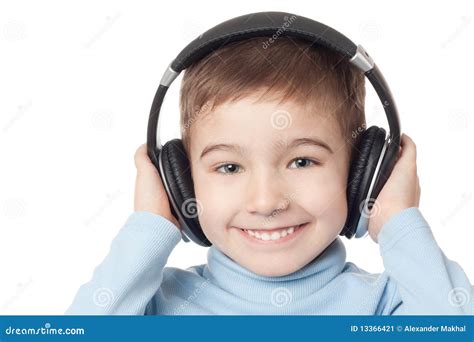 Smiling Boy In Headphones Stock Image Image Of Isolated 13366421