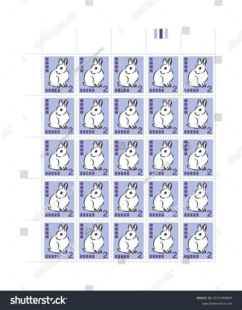 Cute Rabbit Postage Stamp Sheet 2 Stock Vector Royalty Free