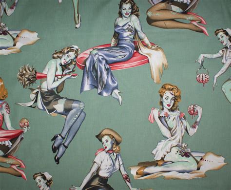 65 Cm Cut Zombie Pin Up Girl Fabric Etsy