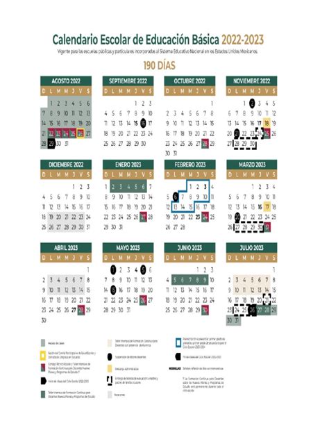 Calendario Escolar 2022 A 2023 Sep Imprimir Tarjeta Circulacion