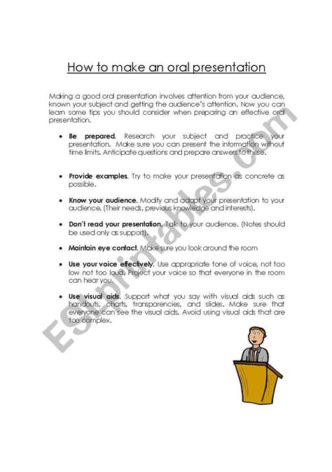 How To Make An Oral Presentation Esl Worksheet By Meja