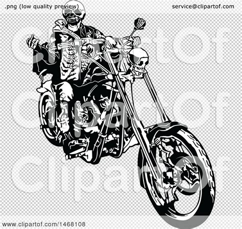 Clipart Of A Skeleton Biker Royalty Free Vector Illustration By Dero