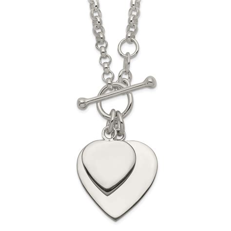 Sterling Silver Double Heart Toggle Necklace Qg1441 Ebay