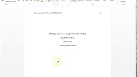 Apa Cover Page Format