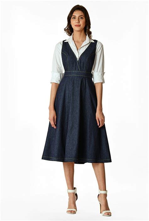 Shop Cotton Denim Jumper Dress Eshakti
