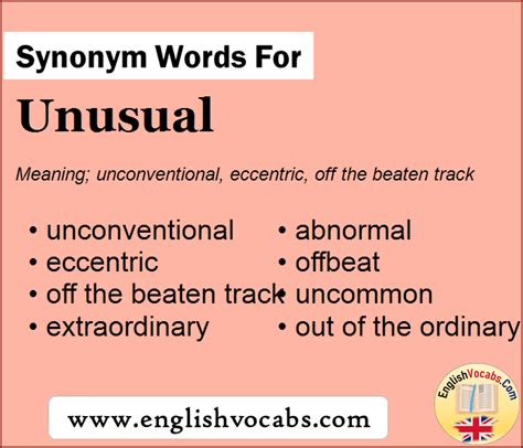 Synonym For Unusual What Is Synonym Word Unusual English Vocabs