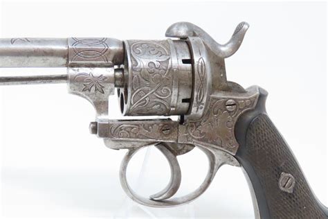 Engraved Belgian Pinfire Double Action Revolver 4221 Candr Antique 004