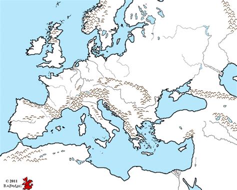 Blank Europe Map With Rivers