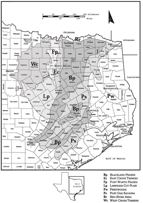 Vegetational Areas Of North Central And East Texas The Prairies Are In Download Scientific