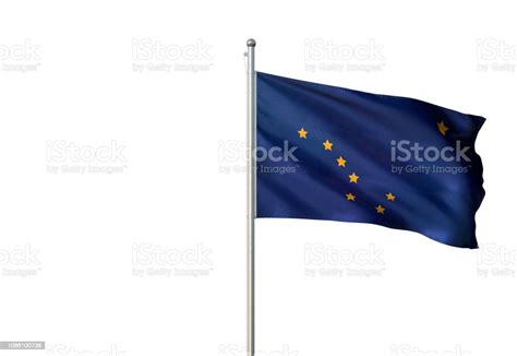 Alaska State Of United States Flag Waving Isolated On White Background