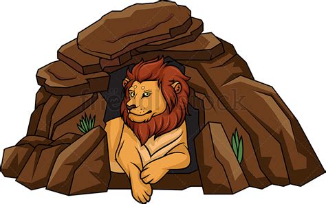 Lion Lying In Its Den Cartoon Clipart Vector Friendlystock