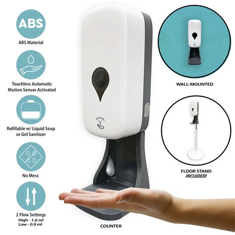 Touchless Hand Sanitizer And Soap Dispenser Station With Floor Stand T