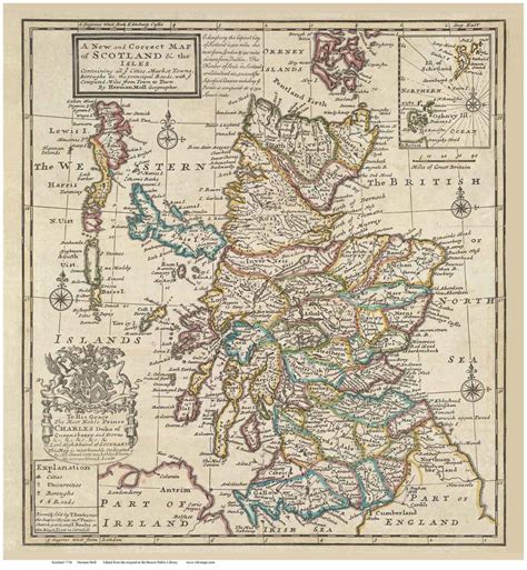 Scotland 1736 Moll Old Map Reprint Old Maps