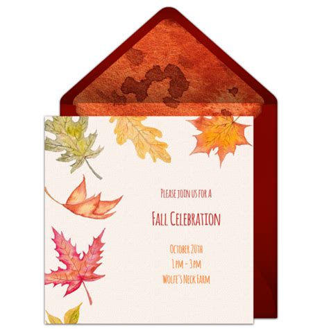 Free Fancy Leaves Invitations | Fall party invitations, Autumn invitations, Free invitation ...