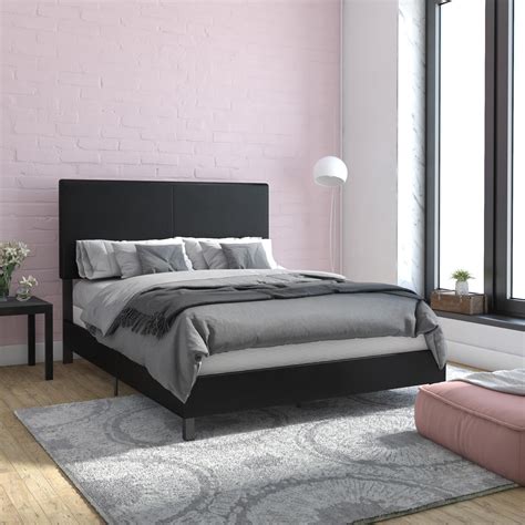 Dhp Janford Upholstered Bed Black Faux Leather Queen