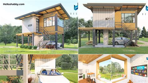 Modern Tiny House Design 42 Sqm Elevated Bahay Kubo With Parking Area