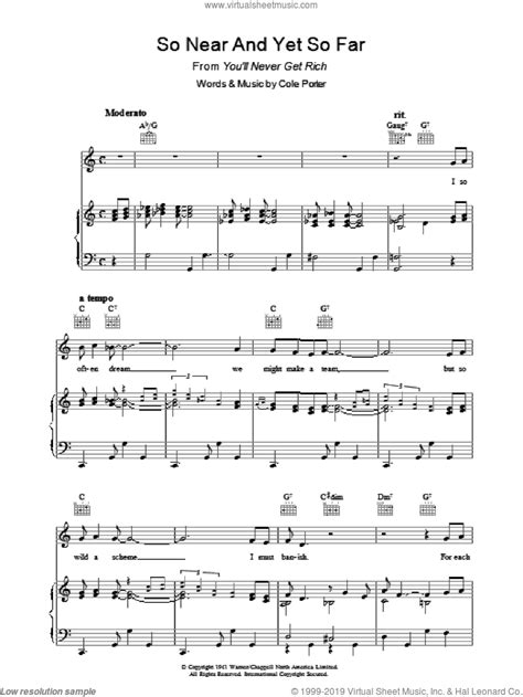 porter so near and yet so far sheet music for voice piano or guitar