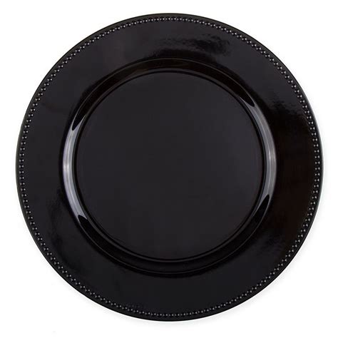 13 Inch Beaded Charger Plates In Black Set Of 6 Bed Bath And Beyond