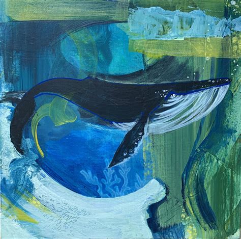 Acrylic Painting By Elizabeth Middleton Humpback Whale Underwater