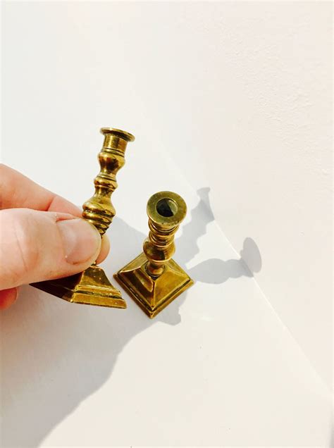 Antique Miniature Brass Candlestick Pair 2 12 H Etsy Brass Candlesticks Candlesticks