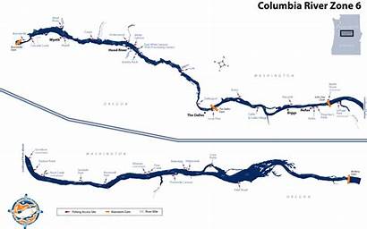 River Columbia Zone Map Fishing Mile Fish