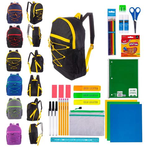 Moda West 17 Assorted Bulk Backpacks With 39 Piece School Supply