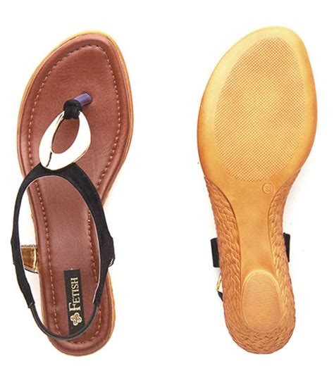 Fetish Black Wedges Heels Price In India Buy Fetish Black Wedges Heels Online At Snapdeal