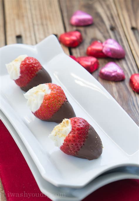 For me, valentine's day (or any occasion for that matter) is all about having a great meal instead of the dessert being the. Chocolate Dipped Cheesecake Stuffed Strawberries - I Wash ...