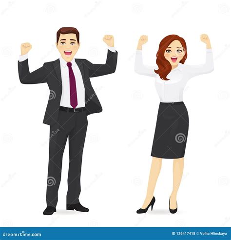 Happy Business Man And Woman Stock Vector Illustration Of Employee