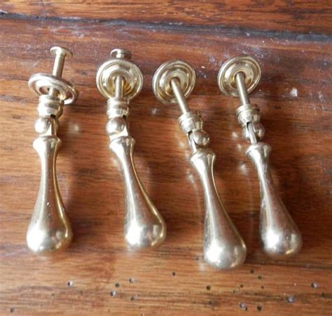 2 vintage brass teardrop drawer pulls dresser desk cabinet. four 4 cast brass metal teardrop pulls vintage | Brass ...