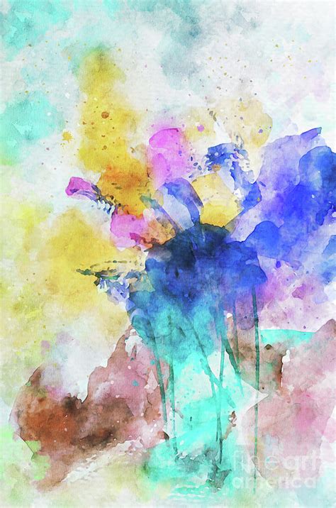 Semi Abstract Watercolor Painting Of Flower Image For Postcard Digital