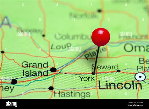 York Pinned On A Map Of Nebraska Usa Stock Photo Alamy