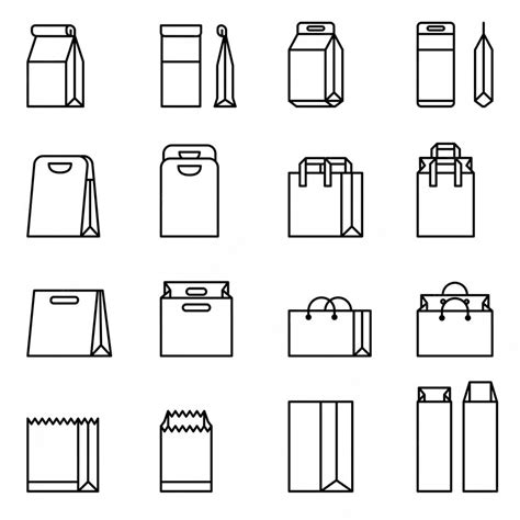 Premium Vector Shopping Bag Paper Bag Vector Icon Set Thin Line